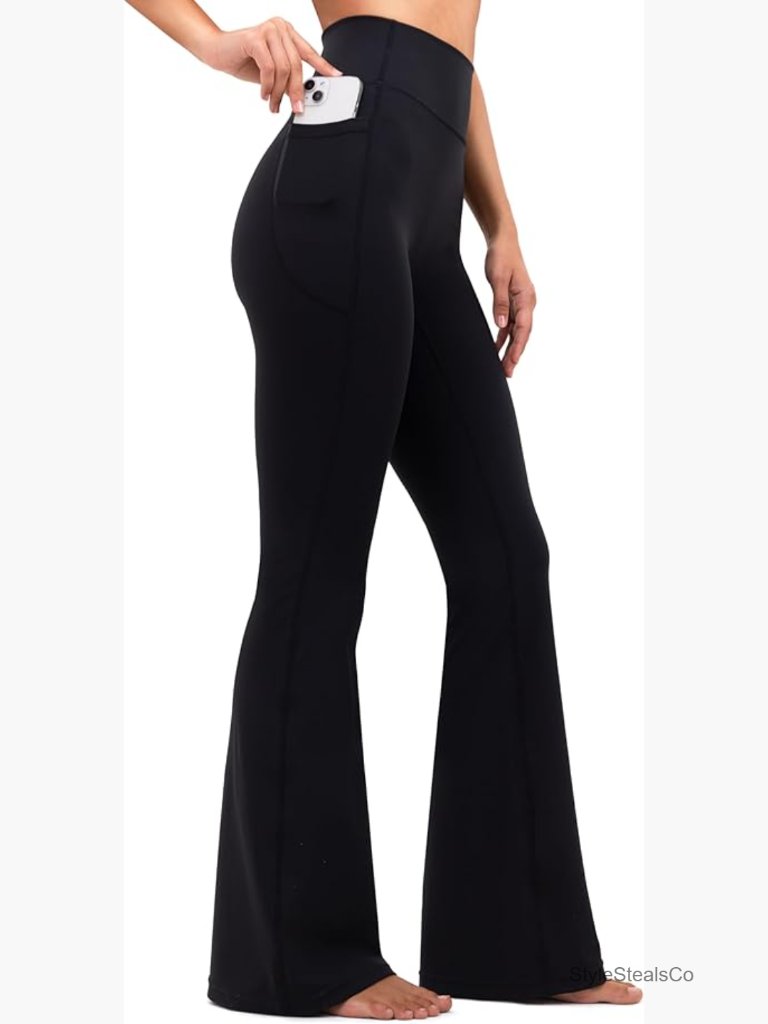 High Waisted Flare Leggings With Pockets Buttery Soft Yoga Pants 32" Inseam